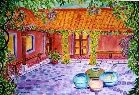 CourtyardinGuatemalaWatercolor